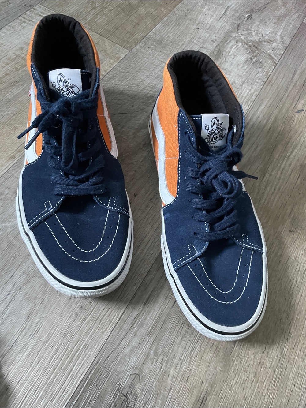 Vans Navy and Orange High-Top Skate Sneakers